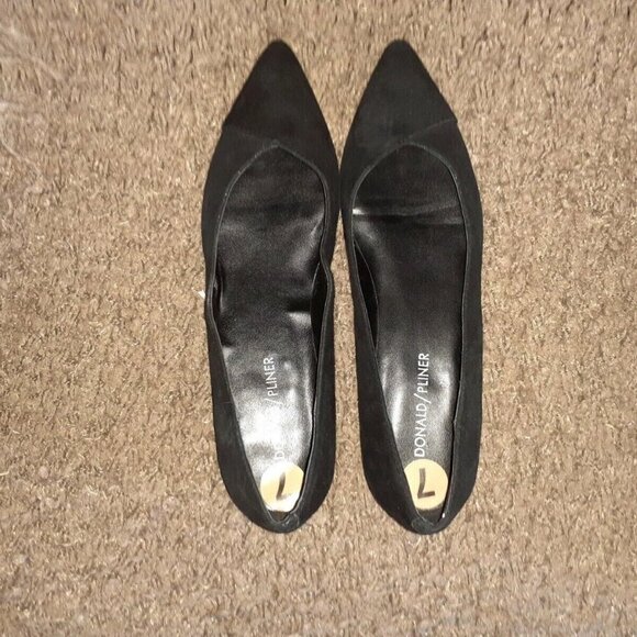 DONALD PLINER-Palma Suede/Leather Flat Skimmer-Black-Size 7-NWOB - Picture 6 of 7